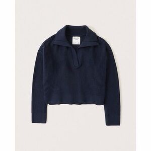 Abercrombie & Fitch Navy Ribbed V-Neck Polo Sweater